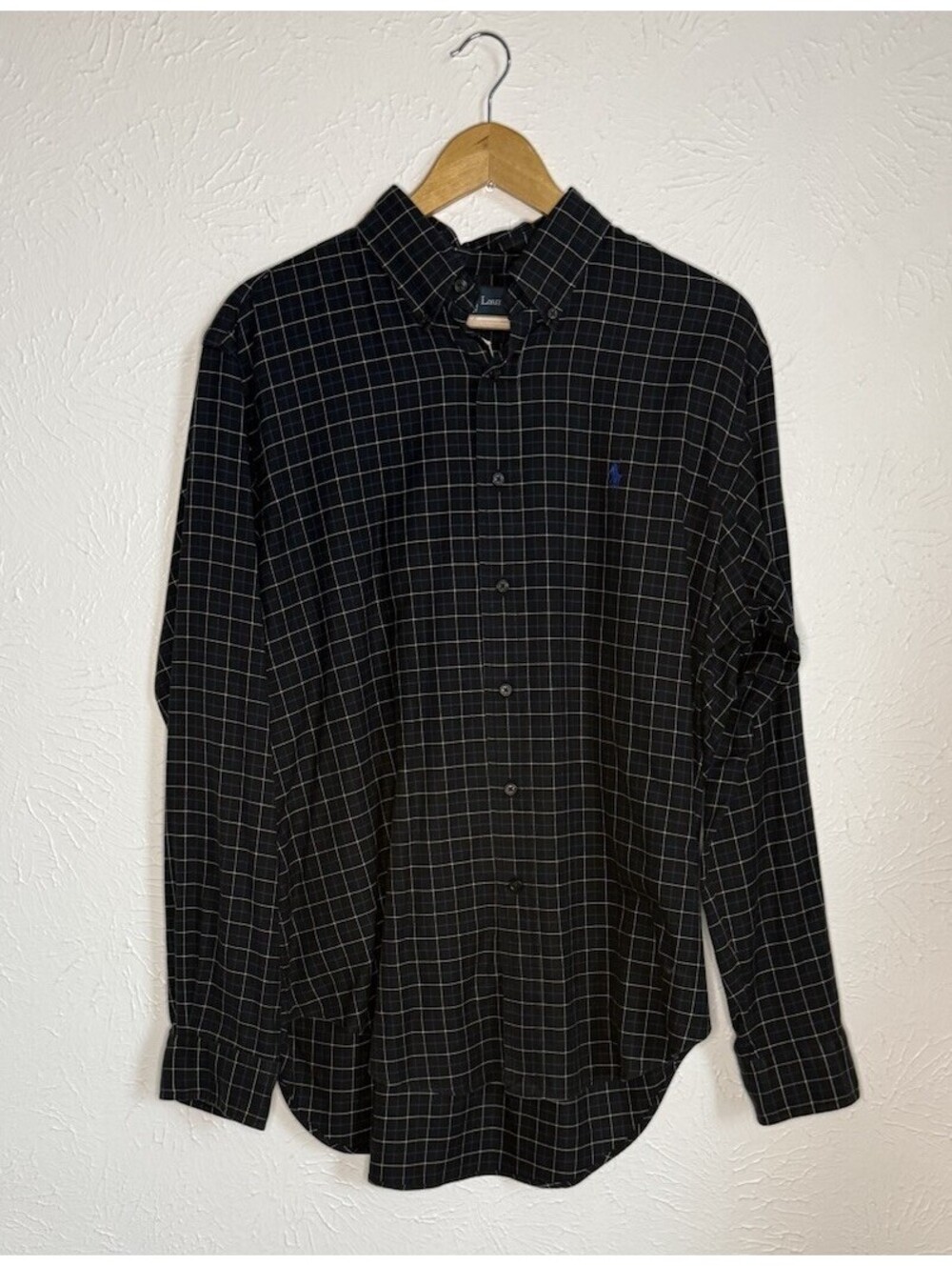 Vintage 90s Polo Ralph Lauren Strip Classic Shirt Button Down Size Large Black